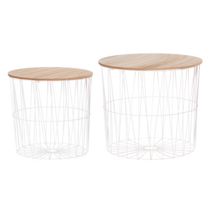 4LIVING White Metal Basket Tables 2-Piece Set