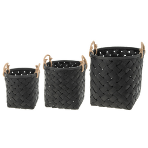 Set of 3 Black Woven Baskets